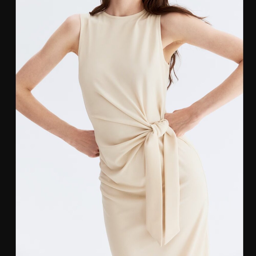 H&M Small Beige Knot-Detail Dress NWT